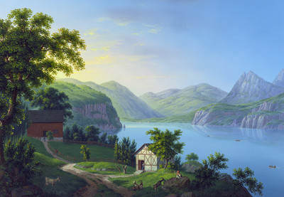 Rütli, lac des 4 cantons, par Johann Heinrich Bleuler fils vers 1830