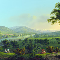 Jura et Aare : Schinznach, Bad et château Habsburg, par Johann Heinrich Bleuler fils vers 1830
