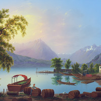 Niesen, Stockhornkette, lac de Thoune, par Johann Heinrich Bleuler fils vers 1830