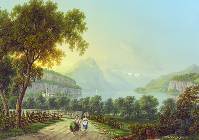 Weesen et Walensee, par Johann Heinrich Bleuler fils vers 1830