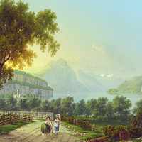 Weesen et Walensee, par Johann Heinrich Bleuler fils vers 1830