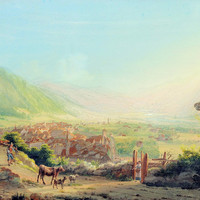 Chur et la vallée du Rhin, par Johann Heinrich Bleuler fils vers 1830