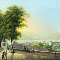 Vevey, le Léman et les dents du Midi, par Johann Heinrich Bleuler fils vers 1830