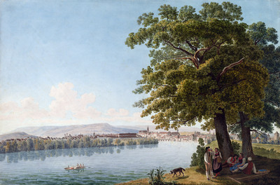 Le Rhin à Bâle, au fond le Jura, par Johann Jakob Biedermann Le Rhin à Bâle, au fond le Jura, par Johann Jakob Biedermann