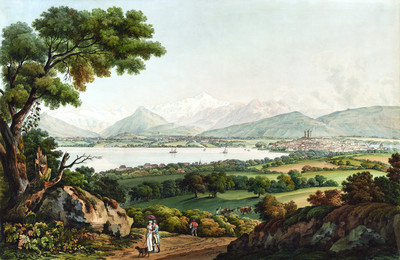 Léman, Mont Blanc et Genève par Carl Ludwig Hackert