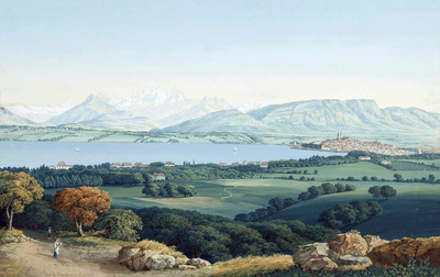 Lac Léman, Mont Blanc, Salève, par Carl Ludwig Hackert en 1796