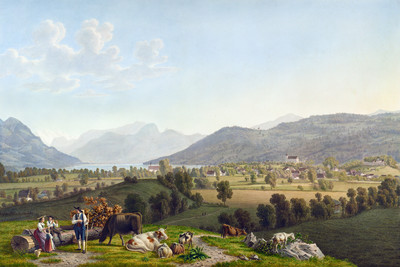 Sarnen, lac de Sarnen par Johann Jakob Biedermann Sarnen, lac de Sarnen par Johann Jakob Biedermann