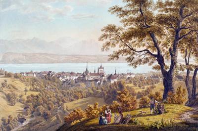 Lausanne, le Léman et les Alpes par Johann Jakob Biedermann