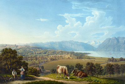 Lausanne, le Léman et les Alpes par Johann Jakob Biedermann