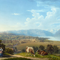Lausanne, le Léman et les Alpes par Johann Jakob Biedermann