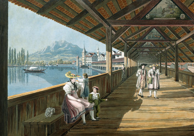 La Reuss à Lucerne et le Pilate par Johan Jacob Meyer (Meier)