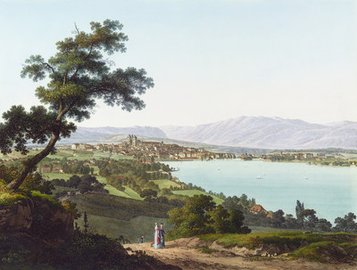 Léman et jura vu de Cologny par J.A. Linck