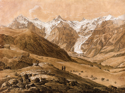 Grindelwald et Wetterhorn, Schreckhorn, Finsteraarhorn, Fiescherhorn, par J.A. Linck Grindelwald et Wetterhorn, Schreckhorn, Finsteraarhorn, Fiescherhorn, par J.A. Linck