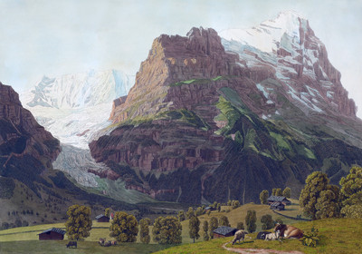 Fiescherhorn, Glacier inférieur de Grindelwald, Eiger par Johann Jakob Biedermann