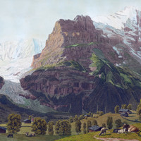 Fiescherhorn, Glacier inférieur de Grindelwald, Eiger par Johann Jakob Biedermann