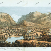 Interlaken, l'Aar, vue sur la vallée de la Lütschine et la jungfrau (en face)