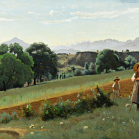 Mornex, au fond le Mont Blanc,  par Jean Baptiste Camille Corot