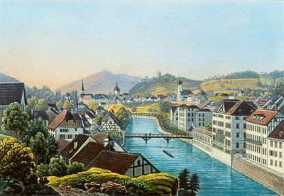 Limmat à Baden par Johan Jacob Meyer (Meier)