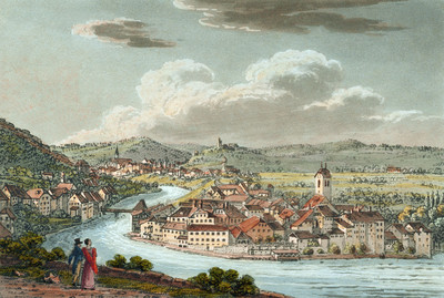 Limmat à Baden par Johan Jacob Meyer (Meier)