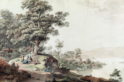 Lac de Bienne et Jura par Johann Ludwig Aberli Lac de Bienne et Jura par Johann Ludwig Aberli
