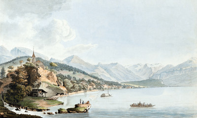 Lac de Brienz par Johann Ludwig Aberli en 1768 Lac de Brienz par Johann Ludwig Aberli en 1768