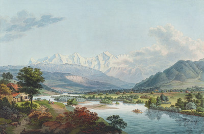L'Aar et les Alpes Bernoises vues de Muri par Johann Ludwig Aberli L'Aar et les Alpes Bernoises vues de Muri par Johann Ludwig Aberli
