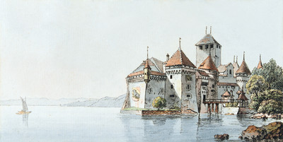 Château de Chillon sur le Léman par Johann Ludwig Aberli Château de Chillon sur le Léman par Johann Ludwig Aberli