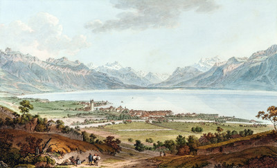 Vevey et le Léman par Johann Ludwig Aberli Vevey et le Léman par Johann Ludwig Aberli