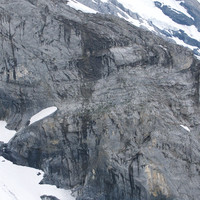 La vire d'accès à l'arête Gallet