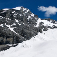 Fründenhorn : voie normale à gauche, arête SW à droite