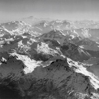 Tête Noire, Col de Buffère, Grand Aréa, Vallée de Névache, Vanoise, Mont Blanc, Grande Casse, Pierre Menue par Walter Mittelholzer en 1928
