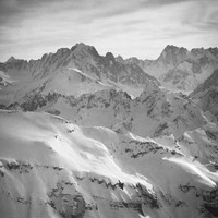 Glacier d'Argentière, Aiguille Verte, Grandes Jorasses, Dent du Géant par Walter Mittelholzer