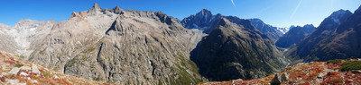 Panorama Étançons, Bonnepierre, haut Vénéon depuis la tête de la Maye