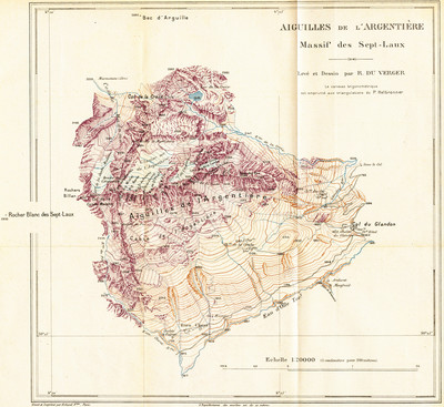 Aiguilles de l'Argentière - Carte 1:20000 de 1911 Aiguilles de l'Argentière - Carte 1:20000 de 1911