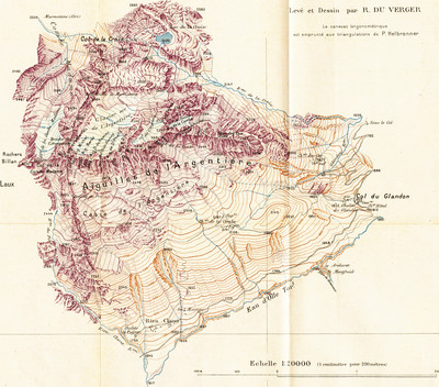 Aiguilles de l'Argentière - Carte 1:20000 de 1911 Aiguilles de l'Argentière - Carte 1:20000 de 1911