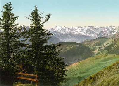 Vue du Stanserhorn vers le Titlis, en 1900 par Photoglob N°0000017008 Vue du Stanserhorn vers le Titlis, en 1900 par Photoglob N°0000017008