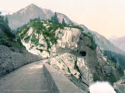 Ancienne route du Grimsel à la Handegg, en 1900 par Photoglob N°0000006175