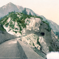 Ancienne route du Grimsel à la Handegg, en 1900 par Photoglob N°0000006175