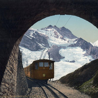 Train de la Jungfrau à son entrée dans l'Eiger, en 1900 par Photoglob N°0000017804