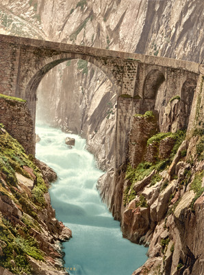 Pont du Diable sur la Reuss, en 1900 par Photoglob N°0000016684 Pont du Diable sur la Reuss, en 1900 par Photoglob N°0000016684