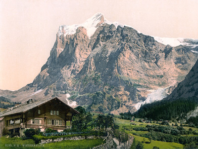 Wetterhorn vu de Grindelwald, en 1900 par Photoglob N°0000008195