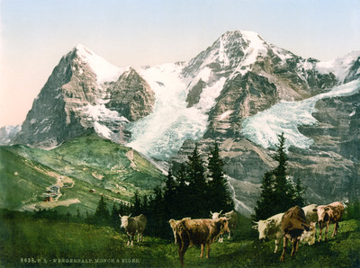Eiger, Mönch, Wengeralp, en 1900, par Photoglob N°0000006638 Eiger, Mönch, Wengeralp, en 1900, par Photoglob N°0000006638
