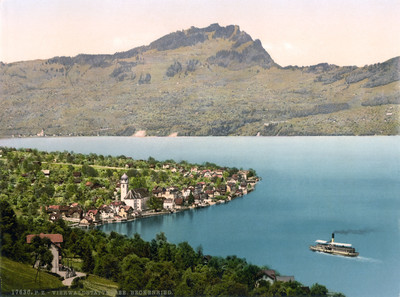 Lac des 4 cantons, Beckenried, en 1900 par Photoglob N°0000017630 Lac des 4 cantons, Beckenried, en 1900 par Photoglob N°0000017630