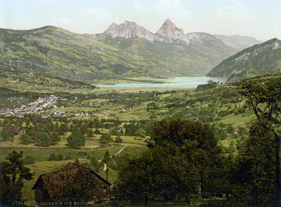 Goldau, Lauerzersee et Mythen, en 1900 par Photoglob N°0000017261 Goldau, Lauerzersee et Mythen, en 1900 par Photoglob N°0000017261