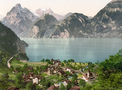 Sisikon, lac des Quatre-Cantons, en 1900 par Photoglob N°0000006320 Sisikon, lac des Quatre-Cantons, en 1900 par Photoglob N°0000006320