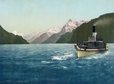 Lac des 4 cantons, branche d'Uri, en 1900, par Photoglob N°0000006607 Lac des 4 cantons, branche d'Uri, en 1900, par Photoglob N°0000006607