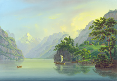 Rütli, lac des 4 cantons, par Johann Heinrich Bleuler fils vers 1830