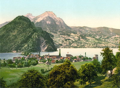 Stansstad et le Pilatus en 1900 par Photoglob N°0000017007 Stansstad et le Pilatus en 1900 par Photoglob N°0000017007