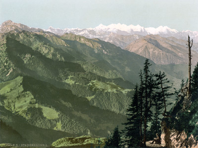 Vue du Stanserhorn, au fond les Alpes bernoises, en 1900 par Photoglob N°0000001848 Vue du Stanserhorn, au fond les Alpes bernoises, en 1900 par Photoglob N°0000001848