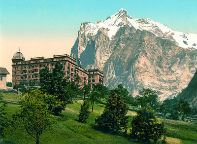 Grindelwald et le Wetterhorn, en 1900 par Photoglob N°0000017078